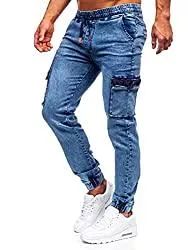 BOLF Jeans BOLF Herren Jeans Jogger Denim Style Sweathose Jogg Jeans Used Look Jeanspants Destroyed Freizeit Casual Style Slim Fit Narrow Leg