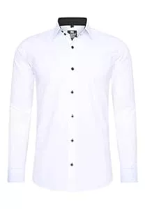 Rusty Neal Hemden Rusty Neal Herren-Hemd Premium Slim Fit Langarm Stretch Kontrast Hemd Business-Hemden Freizeithemd