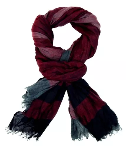 Ella Jonte Schals & Tücher Ella Jonte Schal breiter Herrenschal 3 Farben Blau - Rot Bordeaux oder Grau Schwarz Viskose