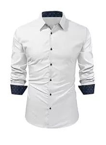 AlvaQ Hemden AlvaQ Hemd Herren Langarm Kontrastkragen Businesshemden Einfarbige Freizeithemden Für Herren Regular Fit