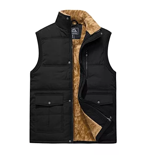 MAGCOMSEN Westen MAGCOMSEN Winterweste Herren Gefüttert Outdoor Weste Warme Fleeceweste Freizeit Ärmellos Jacke Thermo Stehkragen Anglerweste mit Multi Taschen