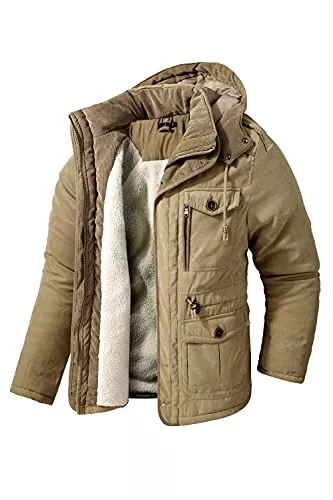 Mr.Stream Mäntel Mr.Stream Herren Winterjacke viele Taschen Mantel Fleecefutter schützendem Innenfutter Wärmejacke Lange Jacke Parka
