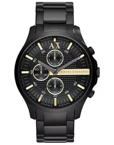 Armani Exchange Uhren Armani Exchange Herrenuhr , Chronographenwerk, 46mm Schwarzes Edelstahlgehäuse mit Edelstahlarmband, AX2164