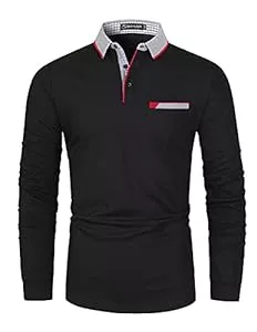 GHYUGR Poloshirts GHYUGR Poloshirts Herren Basic Langarm Baumwolle Polohemd Denim Nähen Golf T-Shirt S-XXL