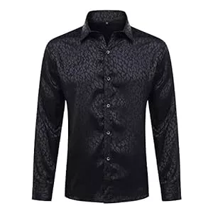 Allthemen Hemden Allthemen Herren Paisley Hemd Langarm Jacquard Hemd für Männer Regular Fit Stickerei Freizeithemd
