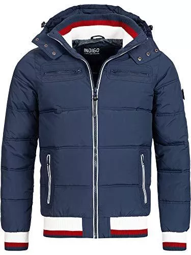 Indicode Jacken Indicode Herren Marlon Steppjacke in Daunenjacken-Optik mit Abnehmbarer Kapuze | warme Winterjacke gefütterte Übergangsjacke Regenjacke Jacke für Männer