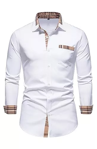 MANLUODANNI Hemden MANLUODANNI Herren Hemd Langärmliges Freizeithemden Für Herren Business Regular Revers Hemd Knitterfreies Bedrucktes Hemd Mit Taschen