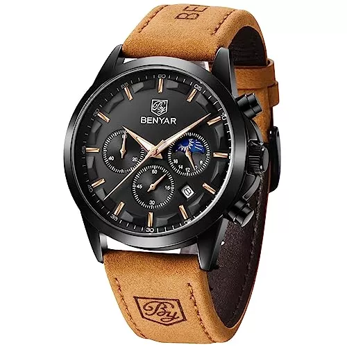 BY BENYAR Uhren BENYAR Mode Herren Quarz Chronograph Wasserdicht Edelstahl 30M wasserdichte Uhren Business Casual Sport Design Armbanduhr für Herren