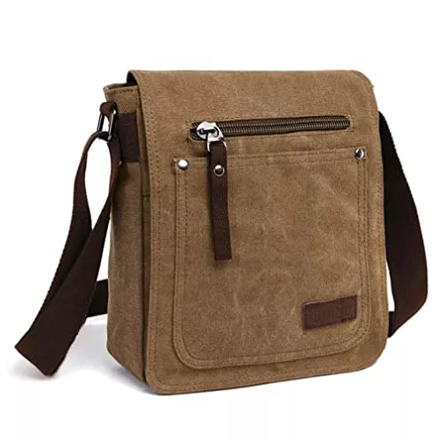 DASKING Taschen & Rucksäcke DASKING Herren Tasche Umhängen, Umhängetasche Klein Vintage Canvas für Herren, Schultertasche Messenger Bag Kuriertasche, 23 x 28cm 9" ipad
