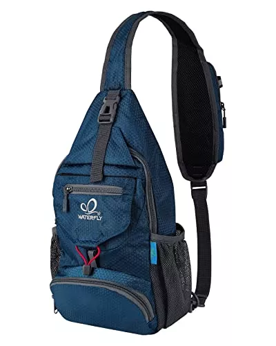 WATERFLY Taschen & Rucksäcke WATERFLY Brusttasche Sling Bag Klein: Faltbarer Herr Crossbody Bodybag Crossbag Slingbag Crossover Single Chest Rucksack Schultertasche Schulterrucksack Cross Body Herren Damen Reisen Wandern
