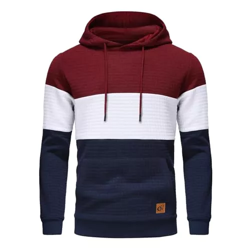 YuKaiChen Kapuzenpullover YuKaiChen Herren Pullover Herren Patchwork Hoodie Langarm Jacquard Kaputzenpullover Farbblock Sweatshirt mit Taschen