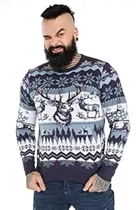 U LOOK UGLY TODAY Pullover & Strickmode U LOOK UGLY TODAY Hässlicher Weihnachtspullover Herren Unisex Lustiger Chunky Fair Isle Gestrickter Festlicher Pullover für Party