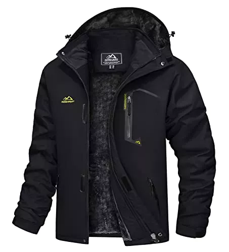 TACVASEN Jacken TACVASEN Herren Winter Wasserdichte Winddichte Winterjacke Warme Fleece-Futter Ski Regenmantel mit Kapuze