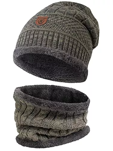 Indicode Hüte & Mützen Indicode Herren Siracusa Winter-Set Mütze & Schal | Strick Wintermütze Winterschal