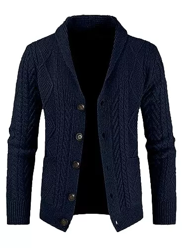 AlvaQ Strickjacken AlvaQ Strickjacke Herren V Ausschnitt Strick Cardigan Langarm Knöpfe Strickpullover Einfarbige Strickmantel(S-2XL)