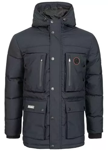 Geographical Norway Jacken Geographical Norway Herren Winterjacke Parka Jacke Kapuze Hoodstrings Chest, Pocket & Sleeve Patch