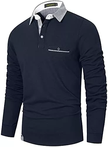 GNRSPTY Poloshirts GNRSPTY Poloshirt Herren Slim Fit Langarm Stickerei Baumwolle T-Shirts Golf Poloshirts