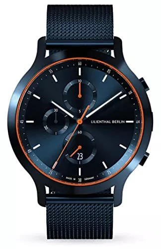Lilienthal Uhren Lilienthal Berlin, Chronograph Blue Orange mit Armband Mesh Blue
