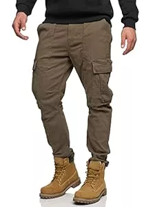 Indicode Jeans Indicode Herren Walsh Cargohose aus Baumwolle mit 6 Taschen | Freizeithose für Männer