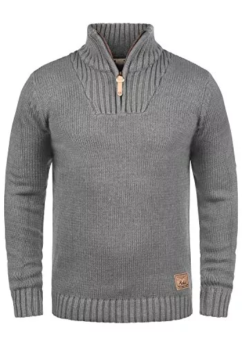 !Solid Pullover & Strickmode !Solid SDPetro Herren Strickpullover Troyer Grobstrick Pullover mit Stehkragen und Reißverschluss