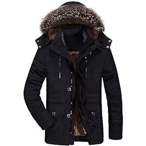 Tebreux Jacken Tebreux Herren Winterjacke Winter Parka Jacken Kapuze Wintermantel Warme Gefütterte Winterparka mit Kunstfell