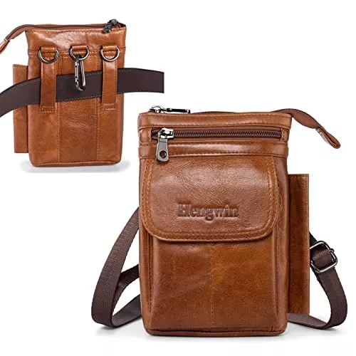 hengwin Taschen & Rucksäcke Hengwin Handy Holster Tasche Echtes Leder Umhängetasche für iPhone 15Pro 15Pro Max 15Plus 14Plus 14Pro Samsung S23Ultra