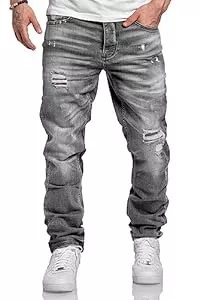 Amaci&Sons Jeans Amaci&Sons Herren Jeans Regular Straight Fit Denim Hose Destroyed 7984