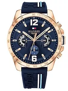 Tommy Hilfiger Uhren Tommy Hilfiger Multi Zifferblatt Quarz Uhr für Herren mit Marinblaues Silikonarmband - 1791474