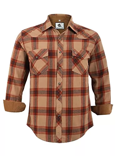 Coevals Club Hemden Coevals Club Herren Flanellhemd Langarm Kariertes Druckknöpfe Baumwolle mit Tasche Normale Passform Freizeithemd