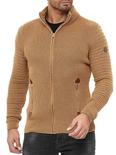 Redbridge Strickjacken Red Bridge Herren Strickjacke Cardigan mit Stehkragen Basic Luxury