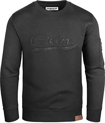 Grin&Bear Pullover & Strickmode Grin&Bear Herren Crew Neck Kapuzenpullover Kapuzenjacke Hoodie mit Ärmeltasche GEC542