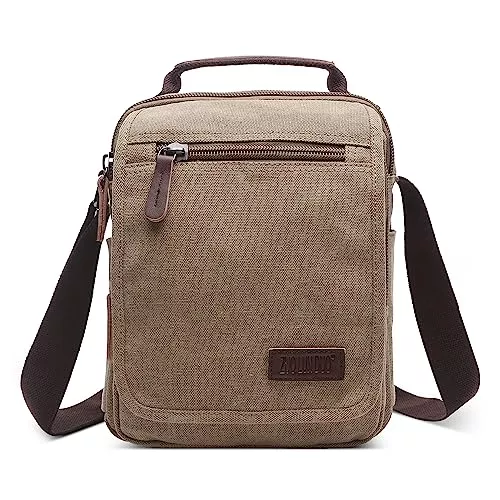 DORRISO Taschen & Rucksäcke DORRISO Vintage Herren Umhängetasche Lässig Schultertaschen für 10.9 Zoll iPad mit Griff Mehrere Taschen Messenger Bag für Geschäftsreise Urlaub Herren Canvas Kuriertasche