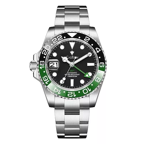 CADISEN Uhren CADISEN Automatik Uhr Herren Mit Gangreserve GMT Edelstahl Saphirglas Wasserdicht Armbanduhr Uhren Männer