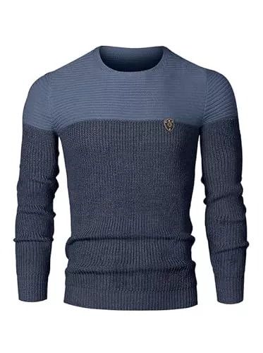 Elegancity Pullover & Strickmode Elegancity Herren Pullover Rundhalsausschnitt Winter Strickpullover Slim Fit Feinstrick Pulli Warm Sweater S-3XL