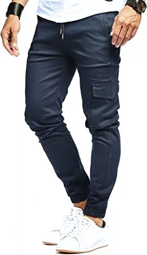 Leif Nelson Hosen Leif Nelson Herren Jogger Chinos Cargo Stretch Jogging Männer Basic Jogg Cargohose Streifen Jogginghose Jungen Freizeithose Jeans-Hosen Sweatpants Streifen Chinohosen LN8071