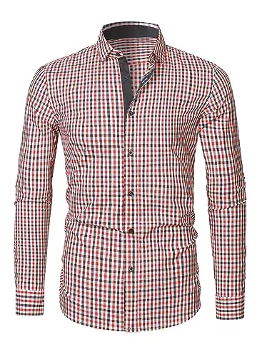 APOONABA Hemden APOONABA Herren Hemd Kariertes Freizeithemd Business Hemden für Herren Langarm Baumwolle Shirts Klassisch Western Hemden Regular Fit