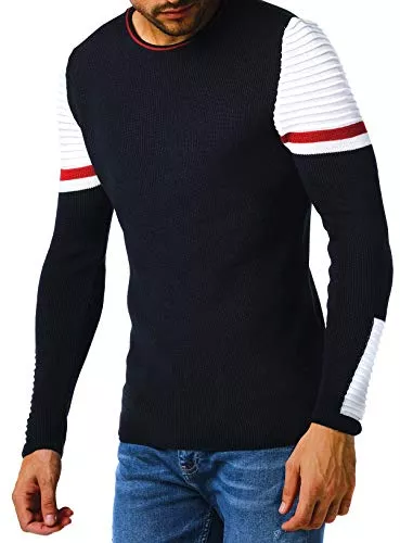 Leif Nelson Pullover & Strickmode Leif Nelson Herren Strickpullover Pullover mit Rundkragen Feinstrickpullover Männer Pulli für Winter Rundhals-Ausschnitt Slim Fit Longsleeve Langarm Crew Neck LN1980