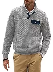 JMIERR Pullover & Strickmode JMIERR Herren Quilted Sweatshirt Langarm Outdoor Stand Kragen Viertel Knopf Herbst Pullover Sweatshirts mit Tasche