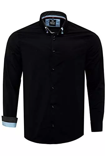 R-Neal Hemden Herren Hemd Stretch Business Freizeit Kontrast Hemden Bügelleicht Regular 10 Farben S - 4XL 80