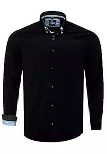 R-Neal Hemden Herren Hemd Stretch Business Freizeit Kontrast Hemden Bügelleicht Regular 10 Farben S - 4XL 80