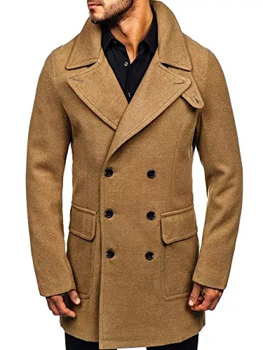 BOLF Mäntel BOLF Herren Wintermantel Kurzmantel Winterjacke Mäntel Stehkragen/Reverskragen Wollmischung Warm Gefüttert Elegant Business und Freizeit Style [4D4]