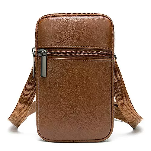 MXFDOKD Taschen & Rucksäcke Herren Umhängetasche Leder Schwarz, Handytasche Zum Umhängen Herren, Gürteltasche Hängetasche Klein Herren Schultertasche Handy Tasche Umhängen Männer Messenger Bag Reisegepäck Smartphone Tasche