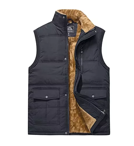 MAGCOMSEN Westen MAGCOMSEN Winterweste Herren Gefüttert Outdoor Weste Warme Fleeceweste Freizeit Ärmellos Jacke Thermo Stehkragen Anglerweste mit Multi Taschen