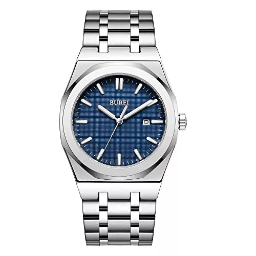 BUREI Uhren BUREI Fashion Quarzuhr für Männer Uhr Analog Datum Uhr Mit Edelstahlband Wasserdicht Klassische Uhren für Männer