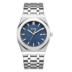 BUREI Uhren BUREI Fashion Quarzuhr für Männer Uhr Analog Datum Uhr Mit Edelstahlband Wasserdicht Klassische Uhren für Männer
