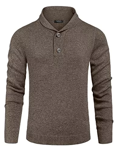 COOFANDY Pullover & Strickmode COOFANDY Herren Pullover Schalkragen Strickpullover Stehkragen Langarmshirt Männer Pulli mit Knopfleiste Winterpullover