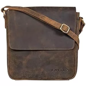 ROYALZ Taschen & Rucksäcke ROYALZ 'Illinois' Herrentasche zum Umhängen klein Leder Umhängetasche Herren Messenger Bag Vintage Ledertasche Schultertasche