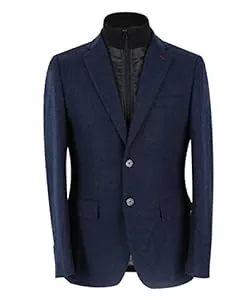 SIRRI Blazer SIRRI Herren Woll-Tweed-Mantel-Blazer mit Fischgrätenmuster, taillierte Passform, klassisch mit abnehmbarem Reißverschluss