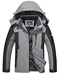 KEFITEVD Jacken KEFITEVD Winterjacke Herren Wasserdicht Warm Gefüttert Skijacke Winter Outdoorjacke Winddicht Atmungsaktiv Arbeitsjacke mit Abtrennbarer Kapuze