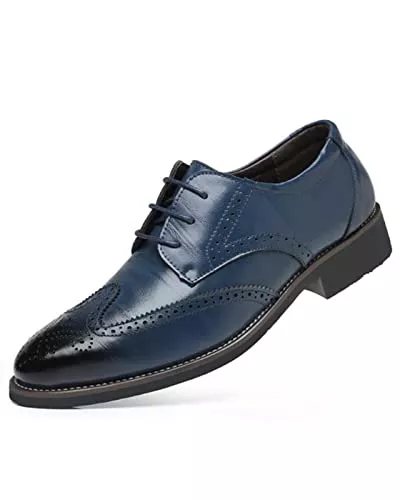 IyMoo Schnürhalbschuhe IyMoo Herren Brock Schuhe Formelle Schuhe Flügel Spitze Oxford Business Derby Elegante Hochzeit Schuhe Leder Schnürung Schuh
